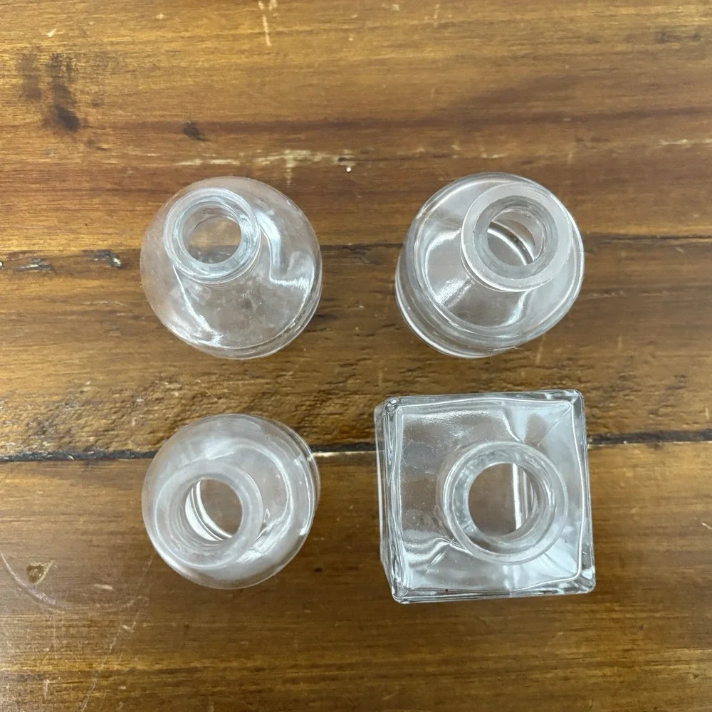 Lot of 4 Vintage Miniature Bud Vases Tiny Glass Display 2-3 Inch Cottagecore